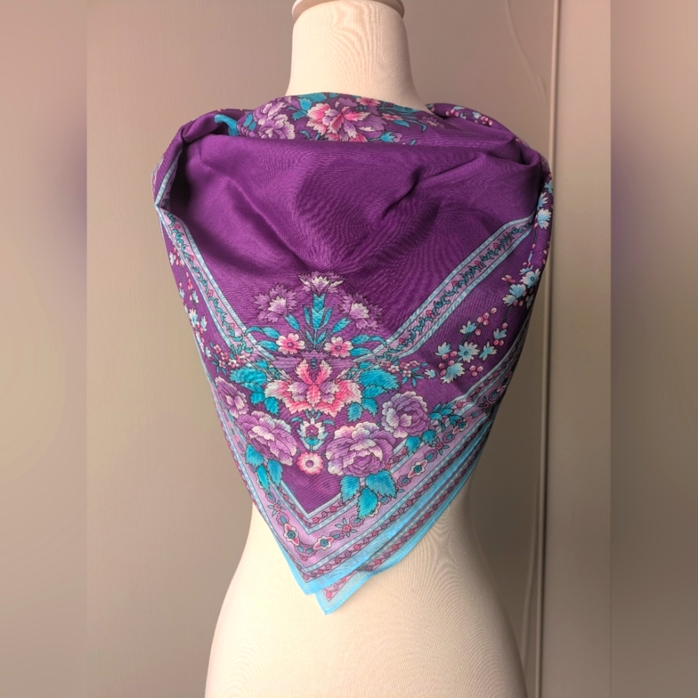 Floral Purple and Blue Scarf